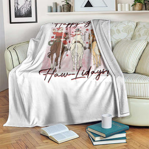 Western Christmas Horse Rider Throw Blanket Happy Yee Haw Lidays TS12 Print Your Wear