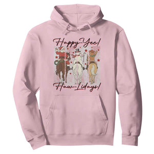 Western Christmas Horse Rider Hoodie Happy Yee Haw Lidays TS12 Light Pink Print Your Wear