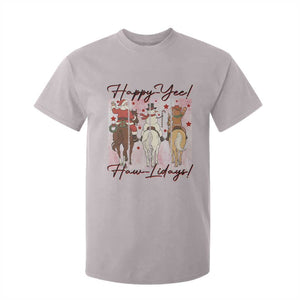 Western Christmas Horse Rider T Shirt For Kid Happy Yee Haw Lidays TS12 Ice Gray Print Your Wear