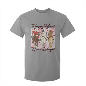 Western Christmas Horse Rider T Shirt For Kid Happy Yee Haw Lidays TS12 Sport Gray Print Your Wear