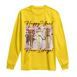 Western Christmas Horse Rider Long Sleeve Shirt Happy Yee Haw Lidays TS12 Daisy Print Your Wear