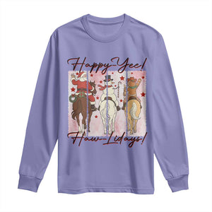 Western Christmas Horse Rider Long Sleeve Shirt Happy Yee Haw Lidays TS12 Violet Print Your Wear
