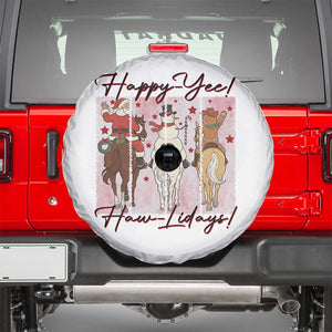 Western Christmas Horse Rider Spare Tire Cover Happy Yee Haw Lidays TS12 White Print Your Wear
