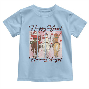 Western Christmas Horse Rider Toddler T Shirt Happy Yee Haw Lidays TS12 Light Blue Print Your Wear