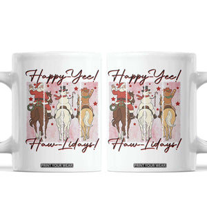 Western Christmas Horse Rider Coffee Mug Happy Yee Haw Lidays TS12 White Print Your Wear