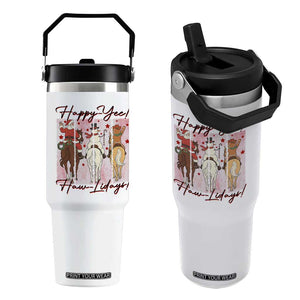 Western Christmas Horse Rider Flip Straw Tumbler Happy Yee Haw Lidays TS12 One Size: 30 oz White Print Your Wear