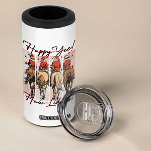 Happy Yee Haw Lidays 4 in 1 Can Cooler Tumbler Western Christmas Horse Rider Cowgirl Gift TS12 Print Your Wear