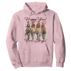Happy Yee Haw Lidays Hoodie Western Christmas Horse Rider Cowgirl Gift TS12 Light Pink Print Your Wear