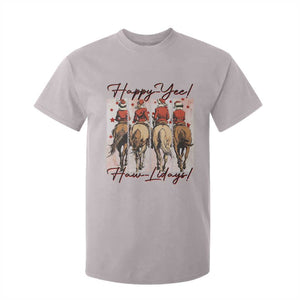Happy Yee Haw Lidays T Shirt For Kid Western Christmas Horse Rider Cowgirl Gift TS12 Ice Gray Print Your Wear