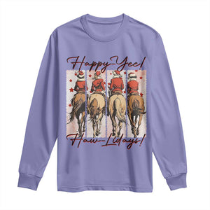 Happy Yee Haw Lidays Long Sleeve Shirt Western Christmas Horse Rider Cowgirl Gift TS12 Violet Print Your Wear