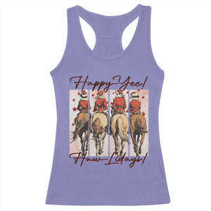 Happy Yee Haw Lidays Racerback Tank Top Western Christmas Horse Rider Cowgirl Gift TS12 Violet Print Your Wear