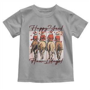 Happy Yee Haw Lidays Toddler T Shirt Western Christmas Horse Rider Cowgirl Gift TS12 Sport Gray Print Your Wear