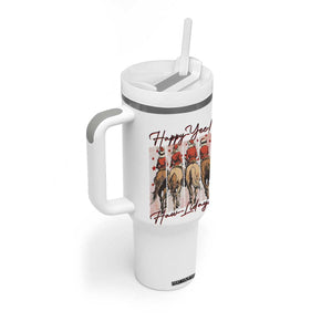 Happy Yee Haw Lidays Tumbler With Handle Western Christmas Horse Rider Cowgirl Gift TS12 Print Your Wear