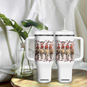 Happy Yee Haw Lidays Tumbler With Handle Western Christmas Horse Rider Cowgirl Gift TS12 Print Your Wear