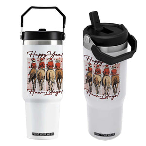 Happy Yee Haw Lidays Flip Straw Tumbler Western Christmas Horse Rider Cowgirl Gift TS12 One Size: 30 oz White Print Your Wear