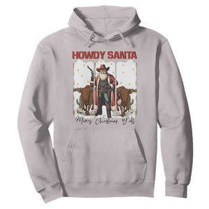 Howdy Santa Merry Christmas Y'all Hoodie Funny Western Bull Riding TS12 Ice Gray Print Your Wear