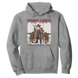 Howdy Santa Merry Christmas Y'all Hoodie Funny Western Bull Riding TS12 Sport Gray Print Your Wear