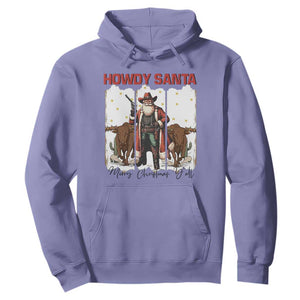 Howdy Santa Merry Christmas Y'all Hoodie Funny Western Bull Riding TS12 Violet Print Your Wear