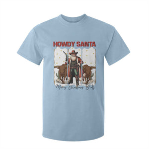 Howdy Santa Merry Christmas Y'all T Shirt For Kid Funny Western Bull Riding TS12 Light Blue Print Your Wear