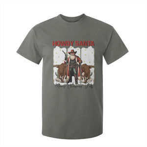 Howdy Santa Merry Christmas Y'all T Shirt For Kid Funny Western Bull Riding TS12 Military Green Print Your Wear