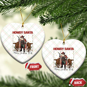 Howdy Santa Merry Christmas Y'all Ceramic Ornament Funny Western Bull Riding TS12 Print Your Wear