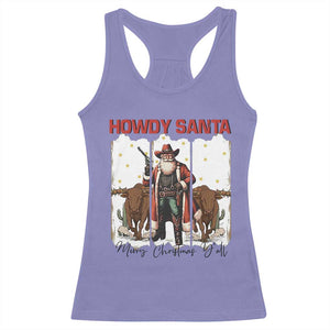 Howdy Santa Merry Christmas Y'all Racerback Tank Top Funny Western Bull Riding TS12 Violet Print Your Wear