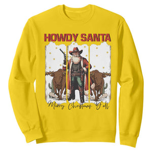 Howdy Santa Merry Christmas Y'all Sweatshirt Funny Western Bull Riding TS12 Daisy Print Your Wear