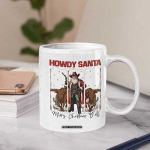 Howdy Santa Merry Christmas Y'all Coffee Mug Funny Western Bull Riding TS12 Print Your Wear