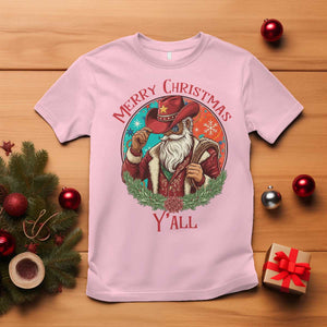 Howdy Santa Merry Christmas Y'all T Shirt Funny Western Holiday Gift TS12 Light Pink Print Your Wear