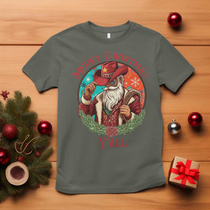 Howdy Santa Merry Christmas Y'all T Shirt Funny Western Holiday Gift TS12 Military Green Print Your Wear