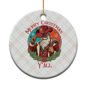 Howdy Santa Merry Christmas Y'all Ceramic Ornament Funny Western Holiday Gift TS12 1pc Christmas Plaid Print Your Wear