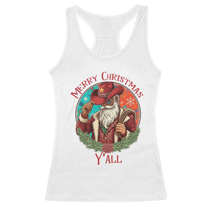 Howdy Santa Merry Christmas Y'all Racerback Tank Top Funny Western Holiday Gift TS12 White Print Your Wear