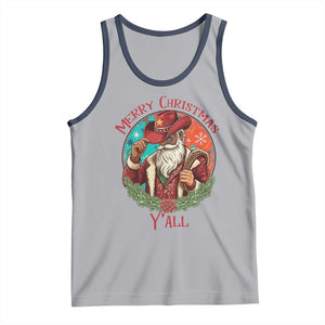 Howdy Santa Merry Christmas Y'all Tank Top Funny Western Holiday Gift TS12 Athletic Heather Navy Print Your Wear