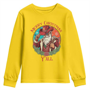 Howdy Santa Merry Christmas Y'all Youth Sweatshirt Funny Western Holiday Gift TS12 Daisy Print Your Wear