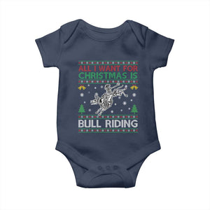 All I Want For Christmas Is Bull Riding Baby Onesie Skeleton Cowboy Ugly Sweater Gift TS12 Navy Print Your Wear