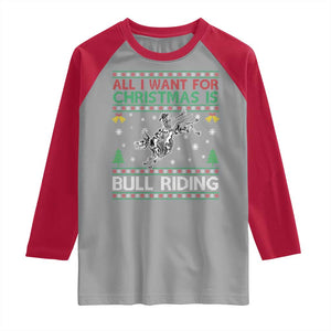All I Want For Christmas Is Bull Riding Raglan Shirt Skeleton Cowboy Ugly Sweater Gift TS12 Sport Gray Red Print Your Wear