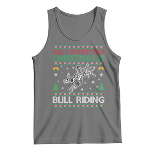 All I Want For Christmas Is Bull Riding Tank Top Skeleton Cowboy Ugly Sweater Gift TS12 Black Heather Print Your Wear