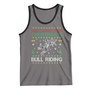 All I Want For Christmas Is Bull Riding Tank Top Skeleton Cowboy Ugly Sweater Gift TS12 Deep Heather Black Print Your Wear