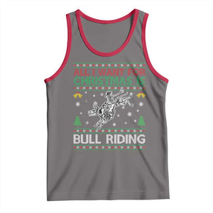 All I Want For Christmas Is Bull Riding Tank Top Skeleton Cowboy Ugly Sweater Gift TS12 Deep Heather Red Print Your Wear