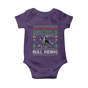 Western Bull Riding All I Want For Christmas Ugly Sweater Gift Baby Onesie TS12 Purple Print Your Wear