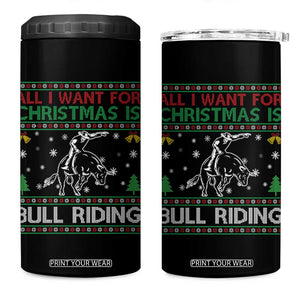 Western Bull Riding All I Want For Christmas Ugly Sweater Gift 4 in 1 Can Cooler Tumbler TS12 One Size: 16 oz Black Print Your Wear
