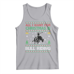 Western Bull Riding All I Want For Christmas Ugly Sweater Gift Tank Top TS12 Athletic Heather Print Your Wear