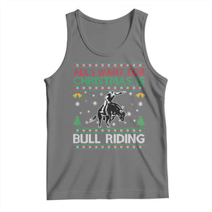 Western Bull Riding All I Want For Christmas Ugly Sweater Gift Tank Top TS12 Black Heather Print Your Wear
