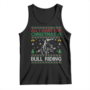 Western Bull Riding All I Want For Christmas Ugly Sweater Gift Tank Top TS12 Black Print Your Wear