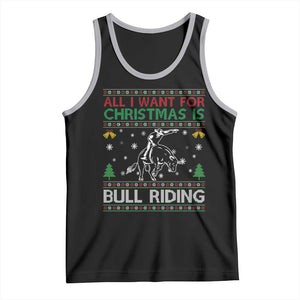 Western Bull Riding All I Want For Christmas Ugly Sweater Gift Tank Top TS12 Black Athletic Heather Print Your Wear