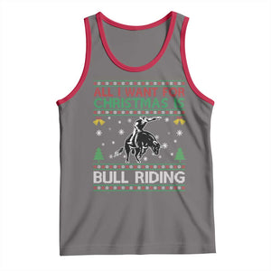 Western Bull Riding All I Want For Christmas Ugly Sweater Gift Tank Top TS12 Deep Heather Red Print Your Wear