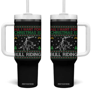 Western Bull Riding All I Want For Christmas Ugly Sweater Gift Tumbler With Handle TS12 One Size: 40 oz Black Print Your Wear
