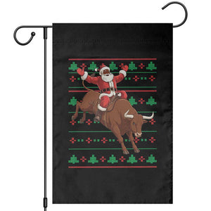 Funny Black Santa Riding Bull Garden Flag Ugly Christmas Sweater Gift TS12 Black Print Your Wear
