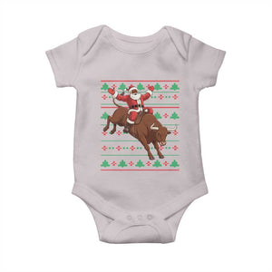 Funny Black Santa Riding Bull Baby Onesie Ugly Christmas Sweater Gift TS12 Ice Gray Print Your Wear