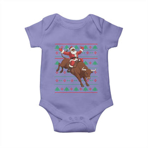 Funny Black Santa Riding Bull Baby Onesie Ugly Christmas Sweater Gift TS12 Violet Print Your Wear